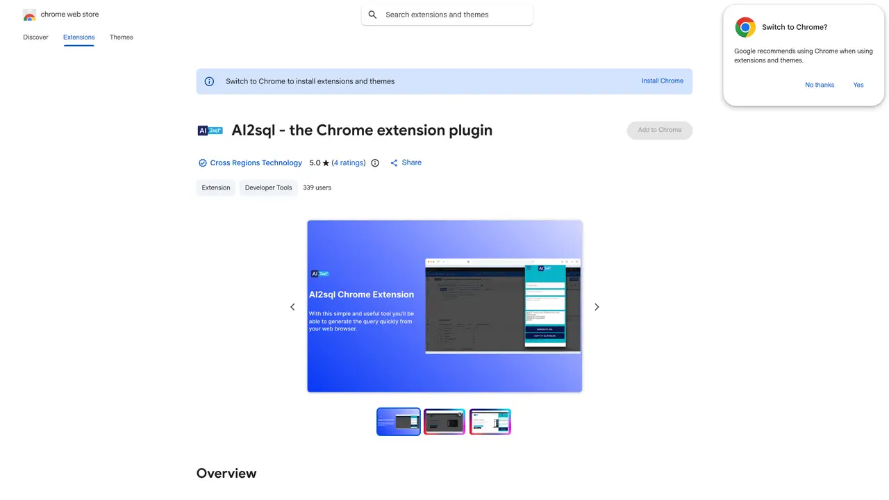 AI2sql Chrome Extension featured image