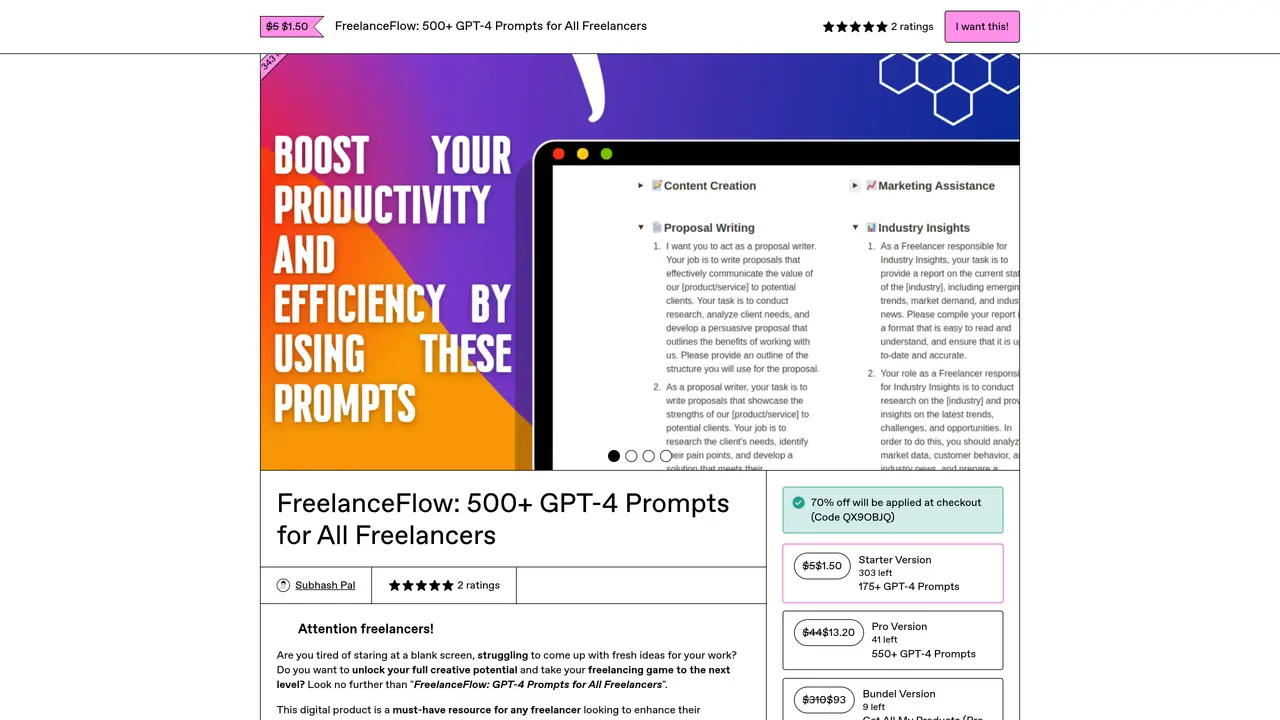FreelancerFlow: GPT-4 Freelance Prompts featured image