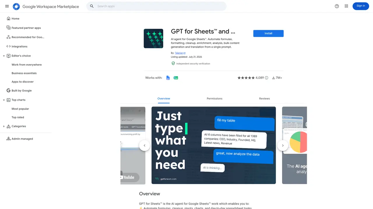 GPT for Sheets featured image