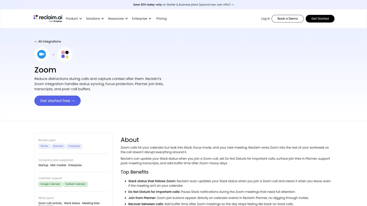Zoom + Slack Sync by Reclaim.ai featured image