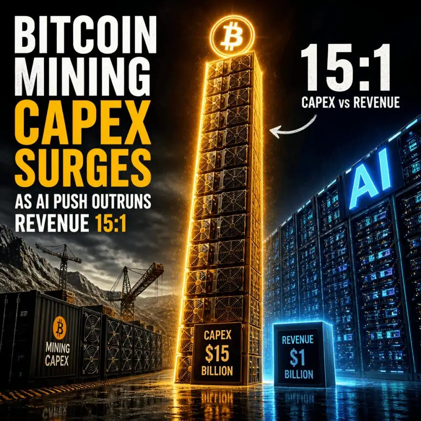 Bitcoin Mining Capex Surges as AI Push Outruns Revenue 15:1