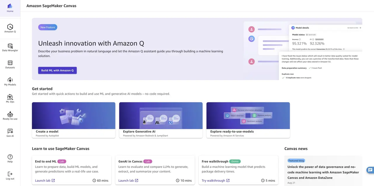 Build a no-code ML workflow with Snowflake, Amazon SageMaker Canvas and Amazon Quick – Part 2: Data preparation and model building with Amazon SageMaker Canvas