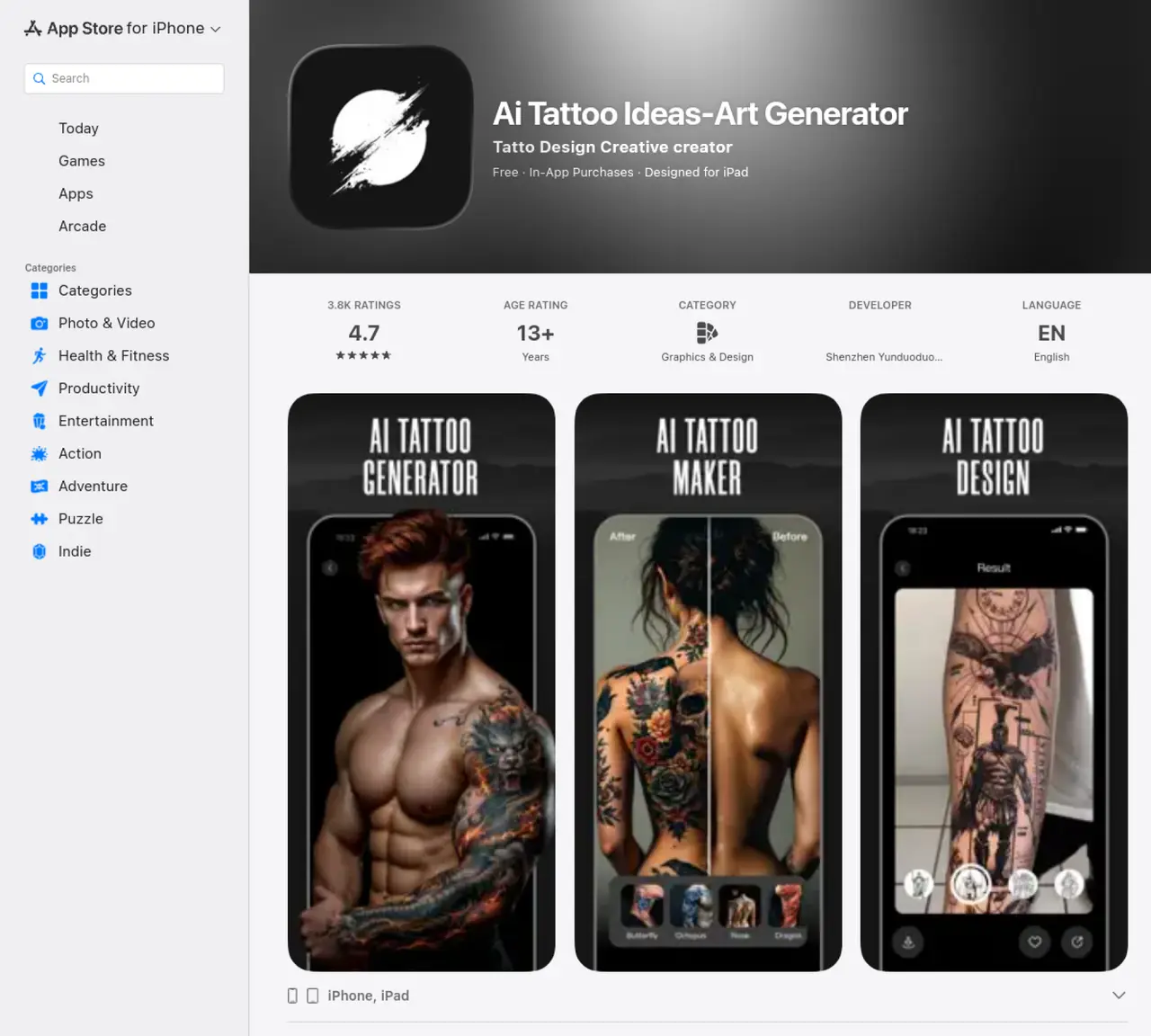 AI Tattoo Generator App featured image