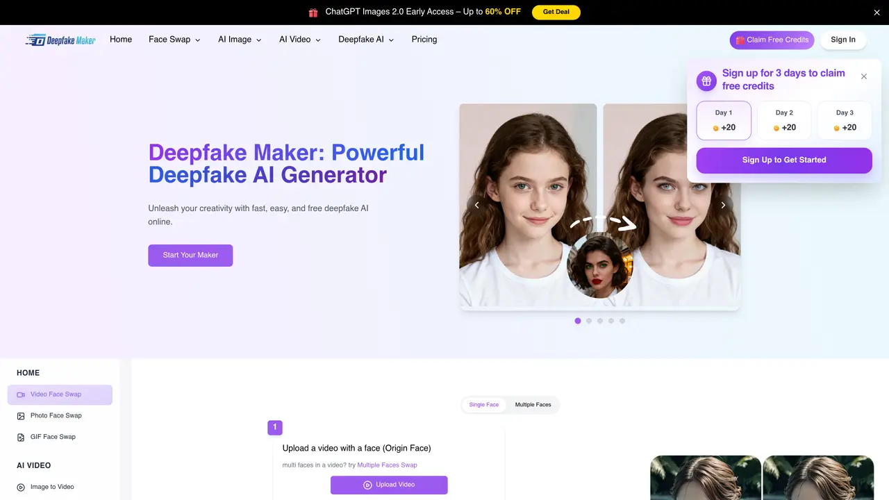 Deepfake Maker | Free Face Swap AI Online featured image
