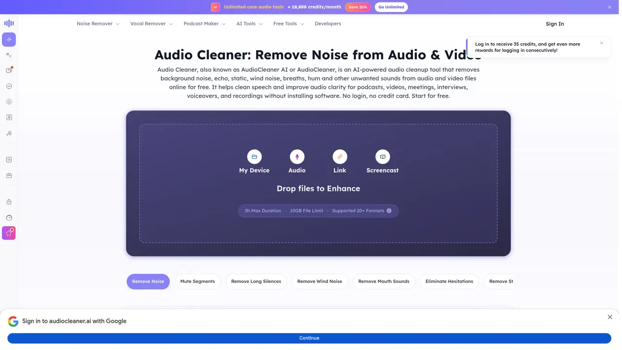 Free AI Audio Cleaner Online featured image