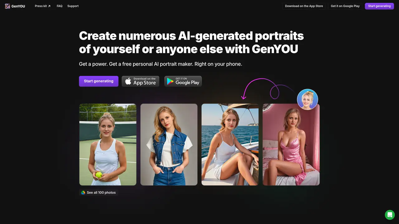 GenYOU — Free AI Portrait Generator App featured image