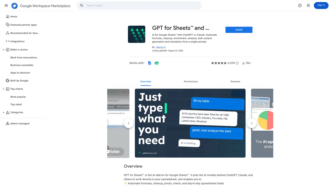 GPT for Sheets and Docs featured image