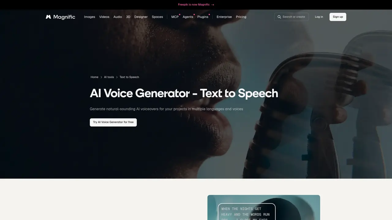 Magnific AI Voice Generator featured image