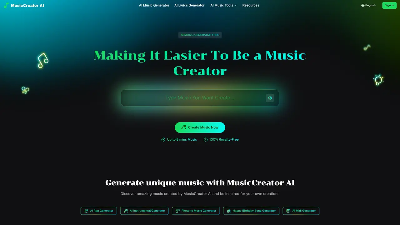 MusicCreator AI featured image