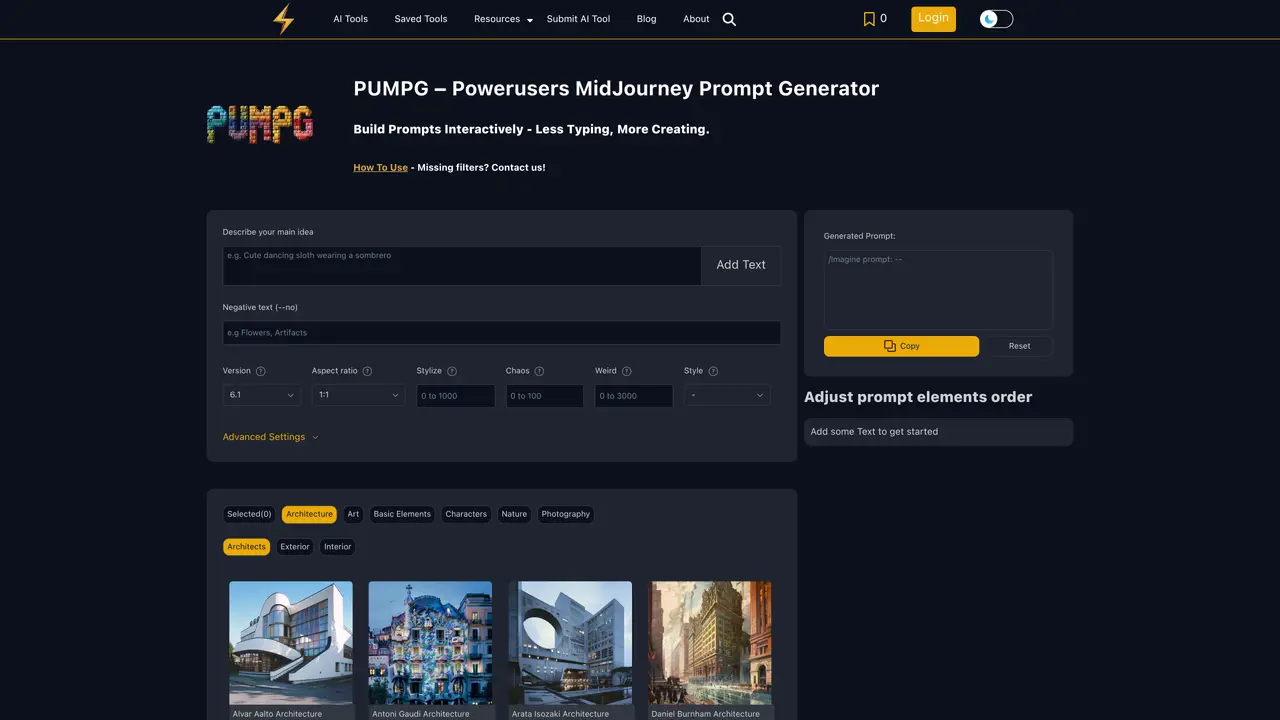 PUMPG – Midjourney Prompt Generator featured image