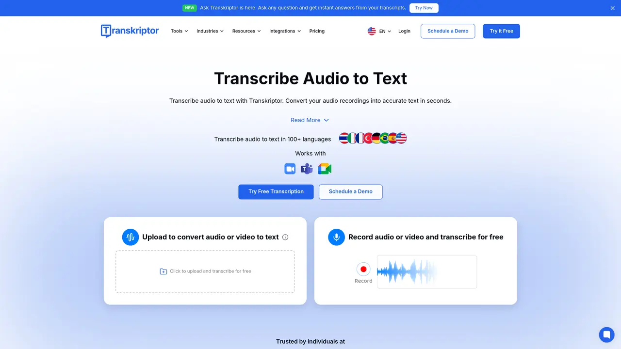 Transkriptor featured image