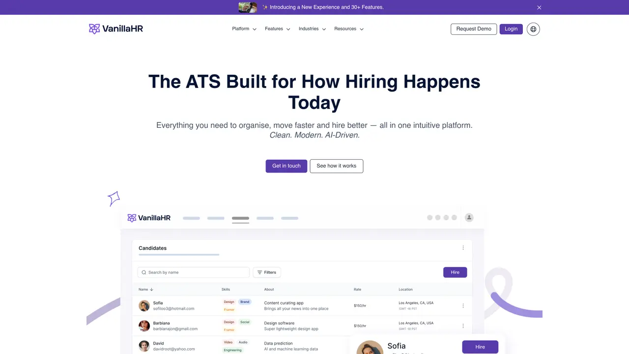 VanillaHR Hiring Platform featured image