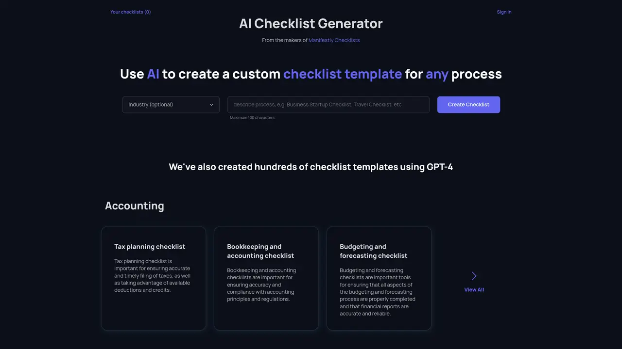 AI Checklist Generator featured image