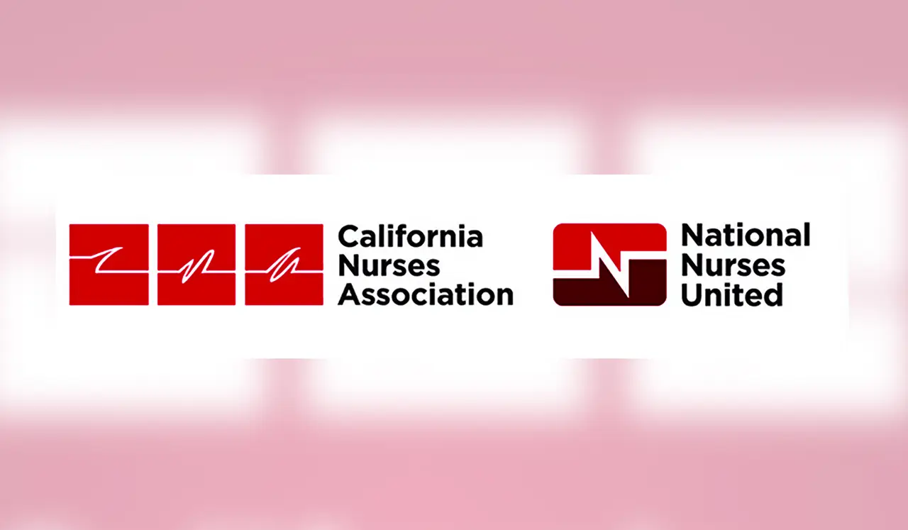 The image displays the logos of the California Nurses Association and National Nurses United.
