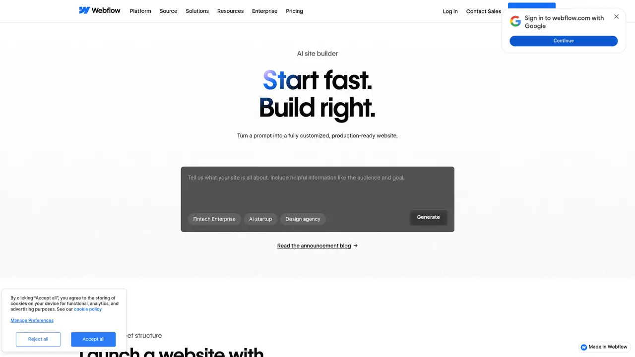 Webflow’s AI Site Builder featured image